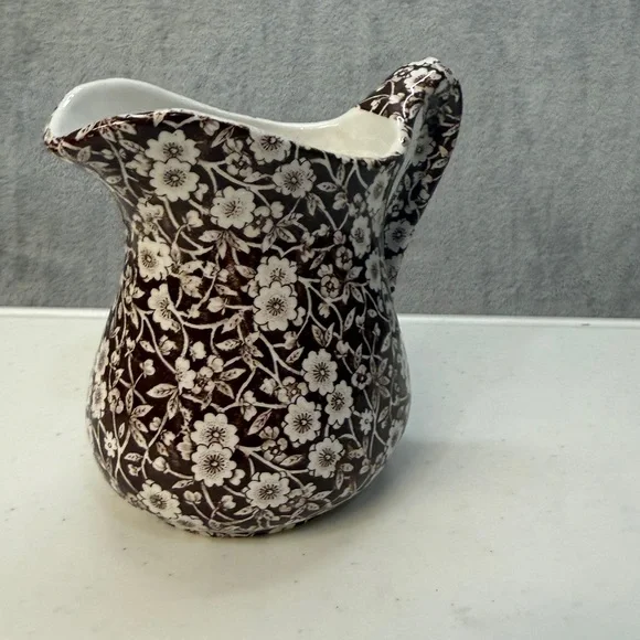 Vintage Royal Crownford Ironstone Pitcher BrownFloral Calico England Collector
